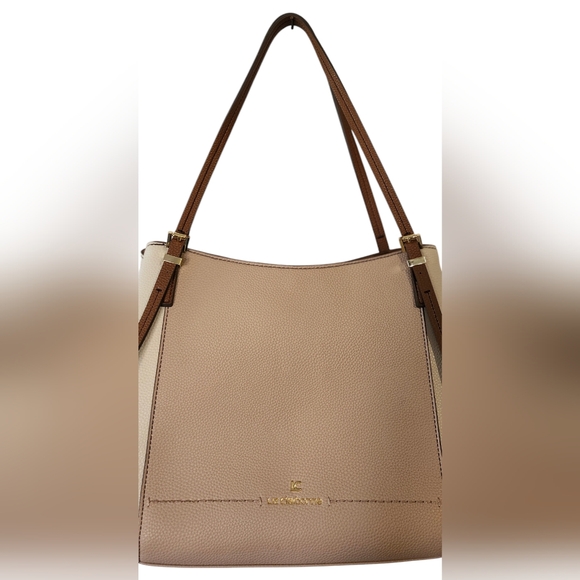 EUC Liz Claiborne Tote, Tan and Cream Purse, Liz Claiborne Purse, Two Toned Bag - Picture 7 of 16